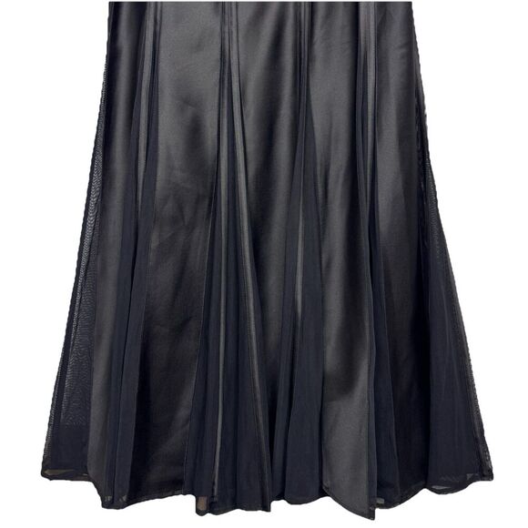 Vtg Tadashi Satin Sheer Maxi Skirt Size 10 Formal Flare Bottom Goth Vamp Witchy - Picture 4 of 11